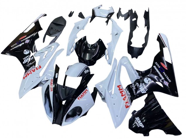 Billige BMW S1000RR Motorrad Verkleidung 2015-2016 - Weiss Glanzendes Schwarz Fiamm