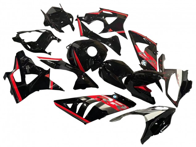Billige BMW S1000RR Motorrad Verkleidung 2009-2014 - Rot Glanzendes Schwarz