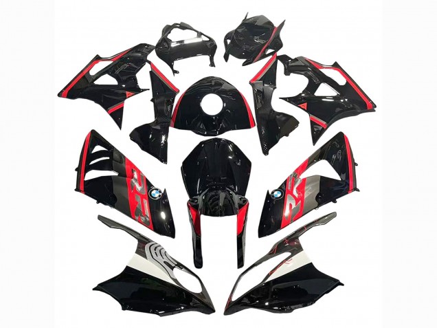 Billige BMW S1000RR Motorrad Verkleidung 2009-2014 - Rot Glanzendes Schwarz