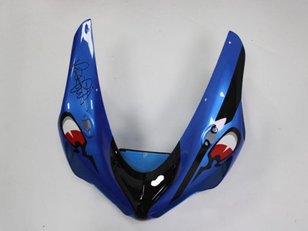 Billige Kawasaki ZX6R Motorrad Verkleidung 2005-2006 - Blau Gelb Schwarz Hai