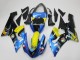 Billige Kawasaki ZX6R Motorrad Verkleidung 2005-2006 - Blau Gelb Schwarz Hai