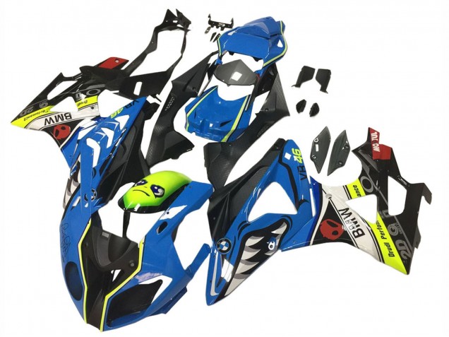 Billige BMW S1000RR Motorrad Verkleidung 2009-2014 - Blau Gelb Rot Schwarz Hai VR 46