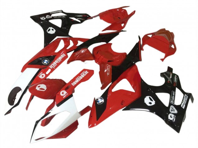 Billige BMW S1000RR Motorrad Verkleidung 2009-2014 - Rot Weiss Glanzendes Schwarz