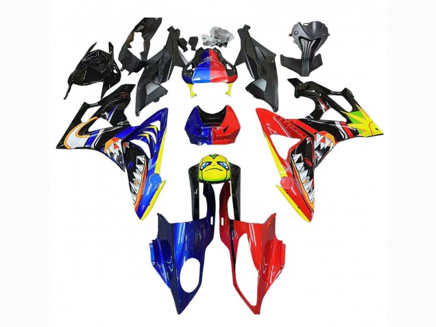Billige BMW S1000RR Motorrad Verkleidung 2009-2014 - Rot Blau Gelb Hai