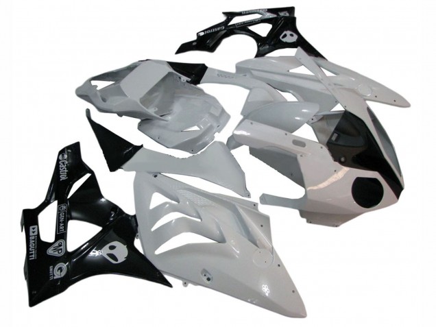Billige BMW S1000RR Motorrad Verkleidung 2009-2014 - Weiss Glanzendes Schwarz