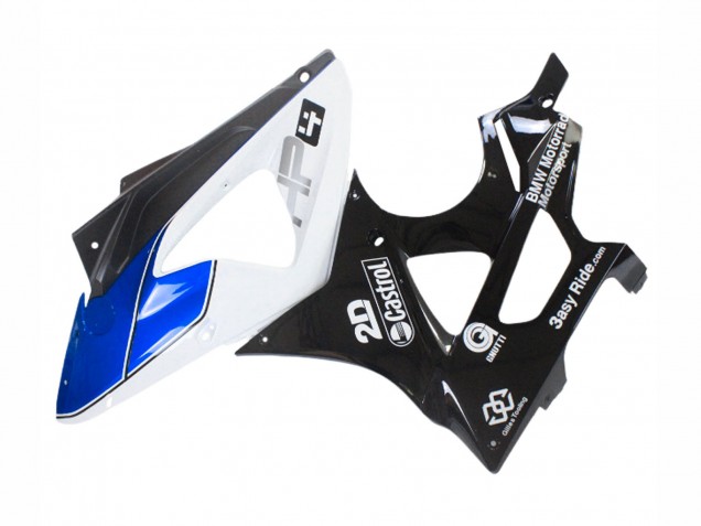 Billige BMW S1000RR Motorrad Verkleidung 2009-2014 - Weiss Blau Glanzendes Schwarz Castrol