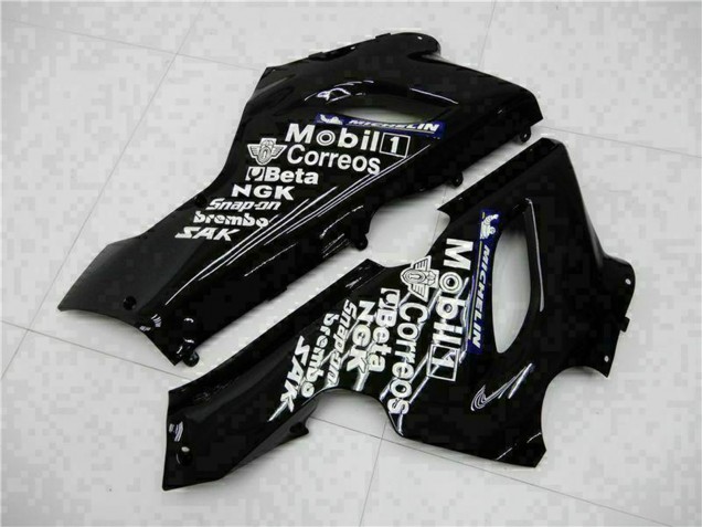 Billige Kawasaki ZX6R Motorrad Verkleidung 2005-2006 - Glanzendes Schwarz Weiss West