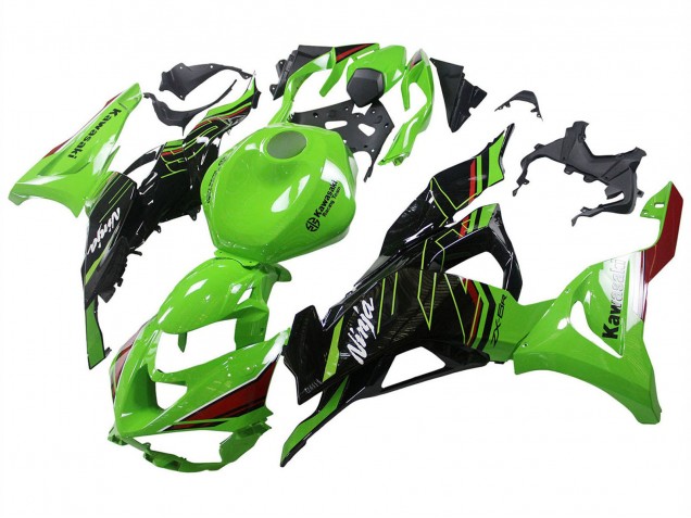 Billige Kawasaki ZX6R Motorrad Verkleidung 2023-2025 - Grun Schwarz