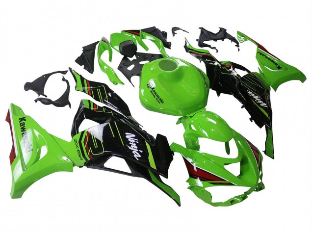 Billige Kawasaki ZX6R Motorrad Verkleidung 2023-2025 - Grun Schwarz