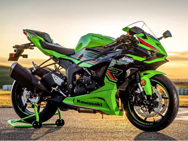 Billige Kawasaki ZX6R Motorrad Verkleidung 2023-2025 - Grun Schwarz