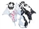 Billige Kawasaki ZX6R Motorrad Verkleidung 2023-2025 - Schwarz Weiss mit Blume