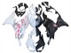 Billige Kawasaki ZX6R Motorrad Verkleidung 2023-2025 - Schwarz Weiss mit Blume