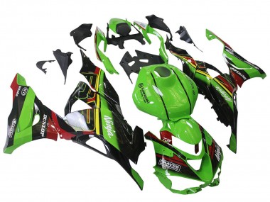 Billige Kawasaki ZX6R Motorrad Verkleidung 2023-2025 - Grun Schwarz Rot Gelb Dunlop