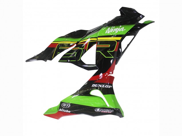 Billige Kawasaki ZX6R Motorrad Verkleidung 2023-2025 - Grun Schwarz Rot Gelb Dunlop