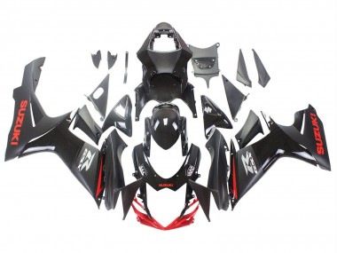 Billige Suzuki GSXR 600 / GSXR 750 Motorrad Verkleidung 2011-2024 - Schwarz Grau Rot Linie