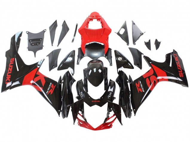 Billige Suzuki GSXR 600 / GSXR 750 Motorrad Verkleidung Kit 2011-2024 - Rot Glanzendes Schwarz