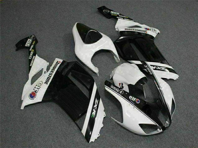 Billige Kawasaki ZX6R Motorrad Verkleidung 2007-2008 - Schwarz Weiss Elf