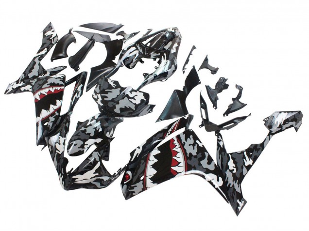 Billige Yamaha YZF 1000 R1 Motorrad Verkleidung 2007-2008 - Grau Weiss Camouflage Hai