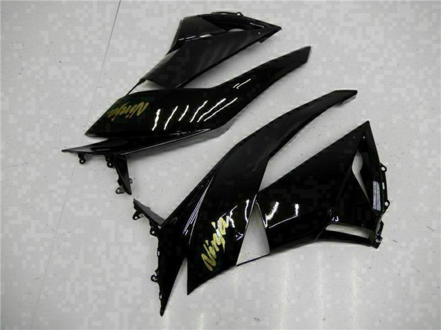 Billige Kawasaki ZX6R Motorrad Verkleidung 2009-2012 - Glanzendes Schwarz Gold Ninja