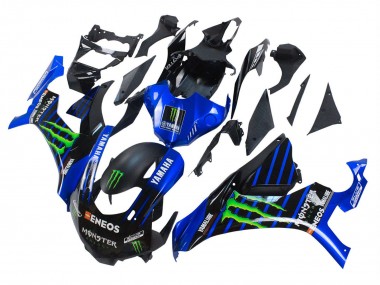 Billige Yamaha YZF 1000 R1 Motorrad Verkleidung 2015-2019 - Blau Matt Schwarz Grun Monster ENEOS