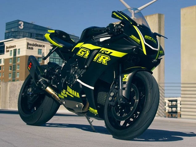 Billige Yamaha YZF 1000 R1 Motorrad Verkleidung 2020-2025 - Glanzendes Schwarz Fluoreszierendes Gelb