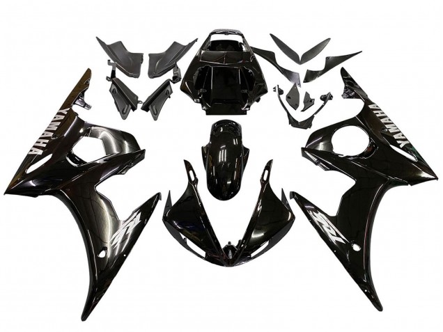 Billige Yamaha YZF R6S Motorrad Verkleidung 2006-2009 - Glanzendes Schwarz Weiss Aufkleber