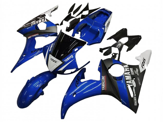 Billige Yamaha YZF R6 Motorrad Verkleidung 2003-2004 - Blau Weiss Glanzendes Schwarz Yamalube