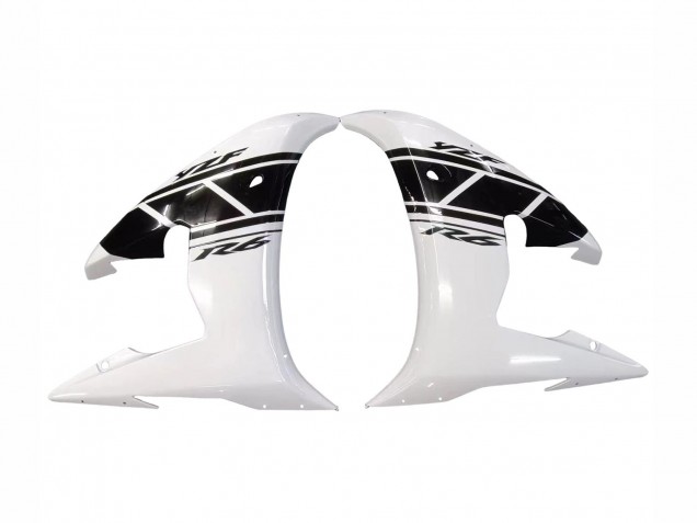 Billige Yamaha YZF R6 Motorrad Verkleidung 2003-2004 - Weiss Glanzendes Schwarz