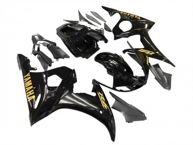 Billige Yamaha YZF R6 Motorrad Verkleidung 2003-2004 - Glanzendes Schwarz Gold Aufkleber