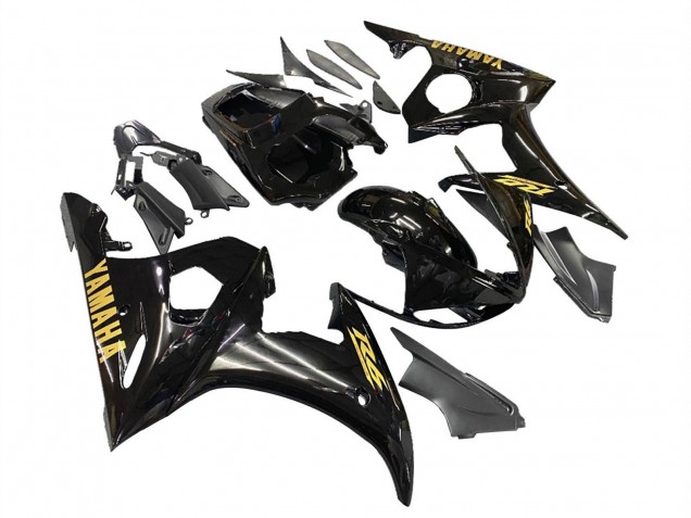 Billige Yamaha YZF R6S Motorrad Verkleidung 2006-2009 - Glanzendes Schwarz Gold Aufkleber