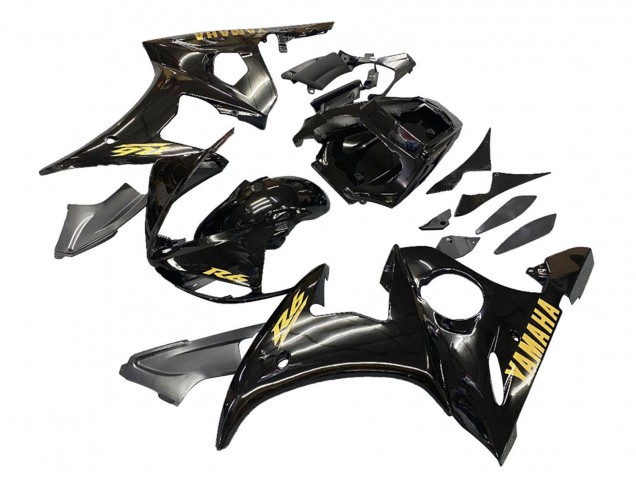 Billige Yamaha YZF R6S Motorrad Verkleidung 2006-2009 - Glanzendes Schwarz Gold Aufkleber