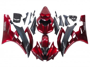 Billige Yamaha YZF 600 R6 Motorrad Verkleidung 2006-2007 - Rot Matt Schwarz
