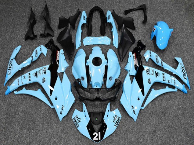Billige Yamaha YZF R3/R25 Motorrad Verkleidung 2015-2018 - Hellblau Schwarz Yamalube 21