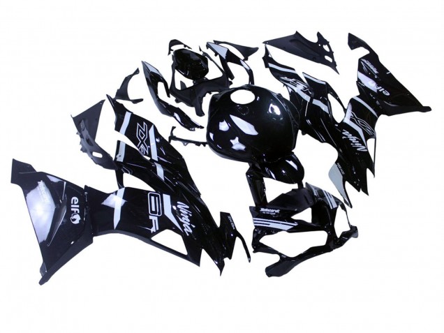 Billige Kawasaki ZX6R Motorrad Verkleidung 2019-2022 - Glanzendes Schwarz Weiss