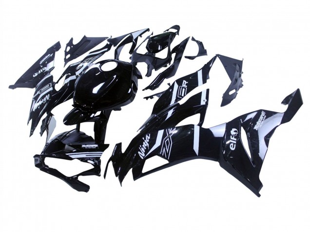 Billige Kawasaki ZX6R Motorrad Verkleidung 2019-2022 - Glanzendes Schwarz Weiss