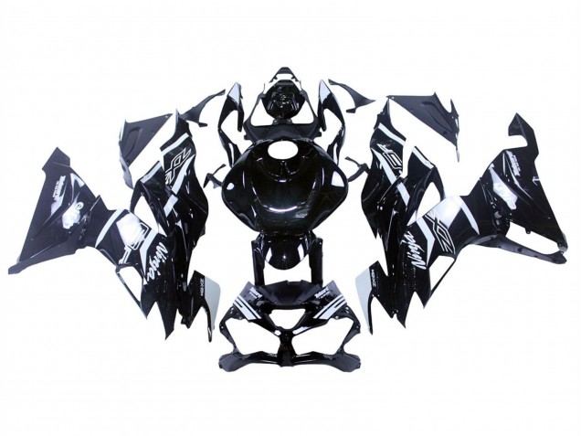 Billige Kawasaki ZX6R Motorrad Verkleidung 2019-2022 - Glanzendes Schwarz Weiss