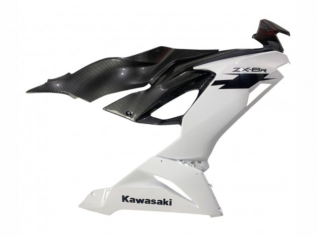 Billige Kawasaki ZX6R Motorrad Verkleidung 2019-2022 - Weiss Schwarz Carbonfaser