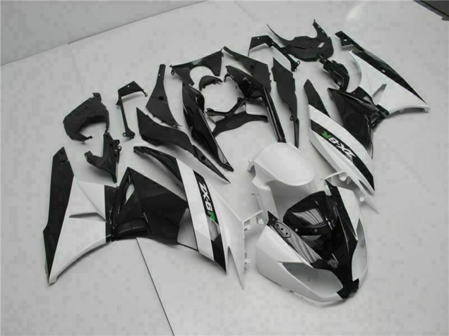 Billige Kawasaki ZX6R Motorrad Verkleidung 2009-2012 - Glanzendes Schwarz Weiss