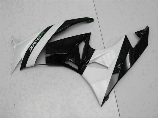 Billige Kawasaki ZX6R Motorrad Verkleidung 2009-2012 - Glanzendes Schwarz Weiss