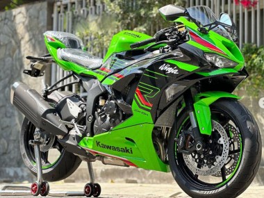 Billige Kawasaki ZX6R Motorrad Verkleidung 2019-2022 - Grun Glanzendes Schwarz Rot