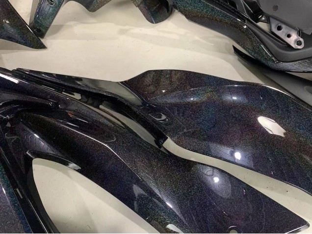 Billige Kawasaki ZX6R Motorrad Verkleidung 2019-2022 - Schwarz Regenbogen