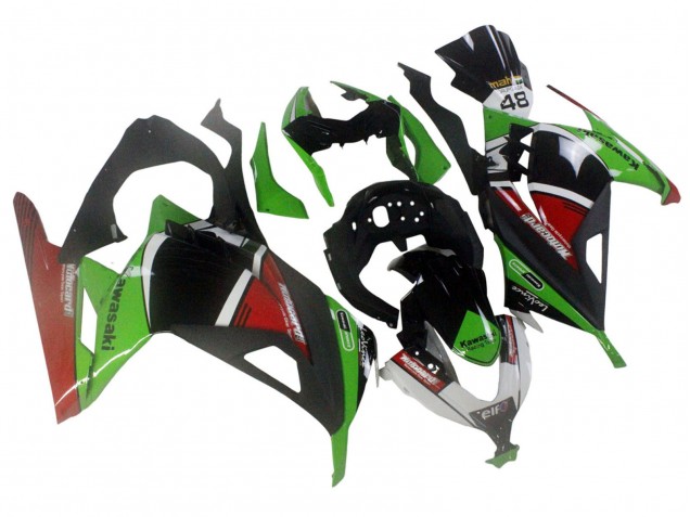 Billige Kawasaki EX300 Motorrad Verkleidung 2013-2024 - Grun Weiss Rot Schwarz Elf