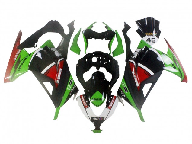 Billige Kawasaki EX300 Motorrad Verkleidung 2013-2024 - Grun Weiss Rot Schwarz Elf
