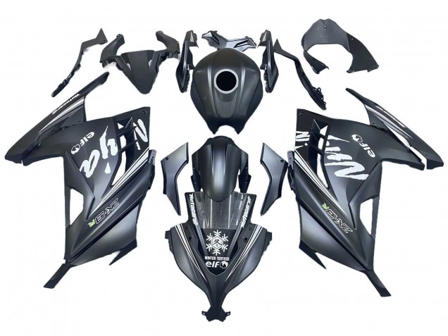 Billige Kawasaki EX300 Motorrad Verkleidung 2013-2024 - Matt Schwarz Weiss Elf Schnee