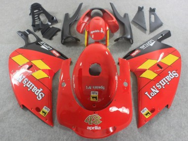 Billige Aprilia RS125 Motorrad Verkleidung 2000-2005 - Rot Gelb Schwarz Spains No1