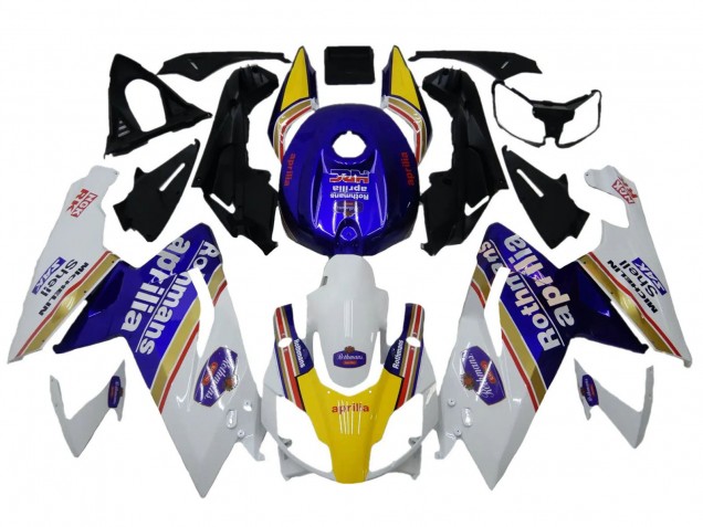Billige Aprilia RS125 Motorrad Verkleidung 2006-2011 - Weiss Blau Gelb Rothmans