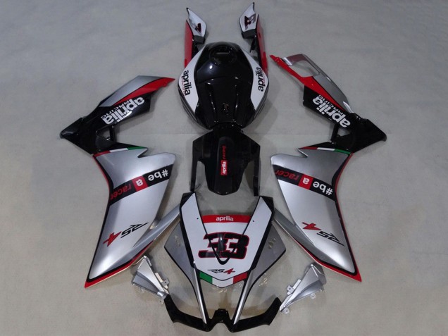 Billige Aprilia RS4 50 125 Motorrad Verkleidung 2012-2019 - Silber Rot Glanzendes Schwarz