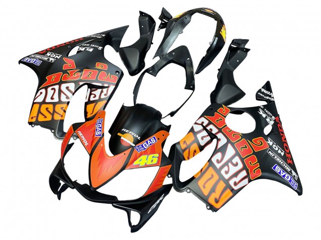 Billige Honda CBR600 F4i Motorrad Verkleidung 2004-2007 - Matt Schwarz Orange Rossi