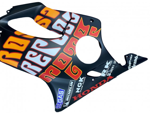 Billige Honda CBR600 F4i Motorrad Verkleidung 2004-2007 - Matt Schwarz Orange Rossi