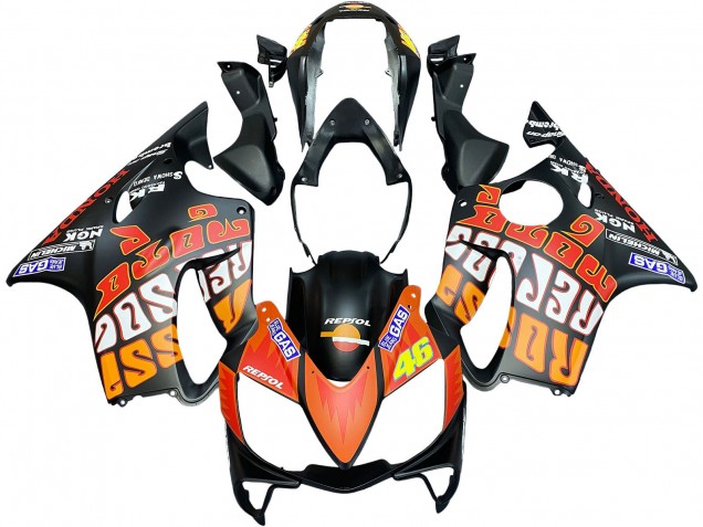 Billige Honda CBR600 F4i Motorrad Verkleidung 2004-2007 - Matt Schwarz Orange Rossi
